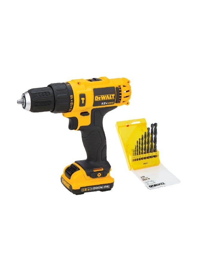 DEWALT 12V Lithium-Ion Subcompact Hammer Drill Driver with 10-Bit Black and Yellow DCD716D2BIT-B5 - Image 1