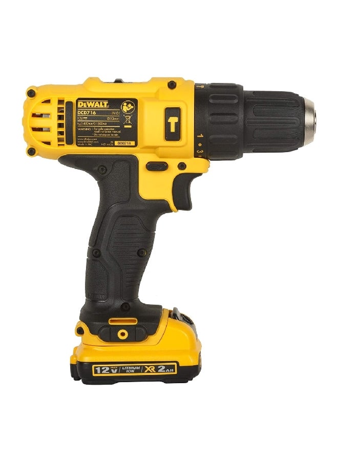 DEWALT 12V Lithium-Ion Subcompact Hammer Drill Driver with 10-Bit Black and Yellow DCD716D2BIT-B5 - Image 2