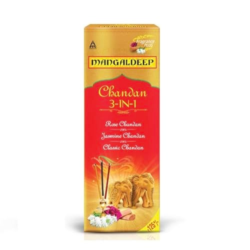 Mangaldeep 3in1 Agarbatti - Soothing Fragrances of Classic Chandan, Rose & Jasmine (226g) - Image 1