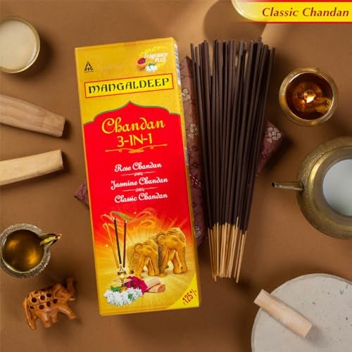 Mangaldeep 3in1 Agarbatti - Soothing Fragrances of Classic Chandan, Rose & Jasmine (226g) - Image 5
