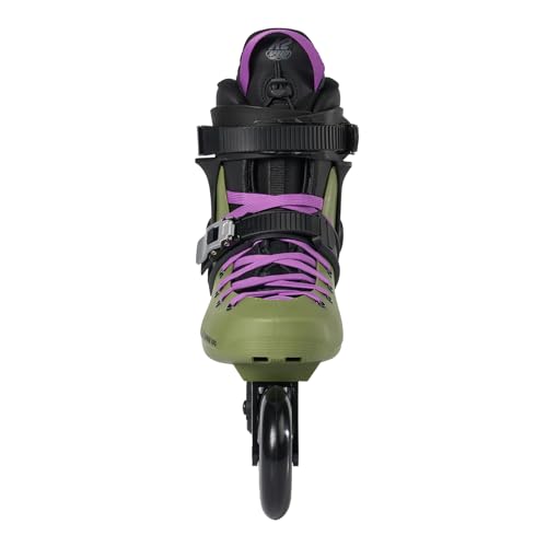 K2 Surge 100 3 Wheel Inline Skates for Men Women Adult, Unisex Urban Street Fitness Roller Skate Blades - Olive/Purple / M13 / W14 - Image 4
