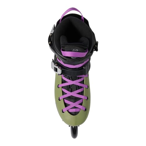 K2 Surge 100 3 Wheel Inline Skates for Men Women Adult, Unisex Urban Street Fitness Roller Skate Blades - Olive/Purple / M13 / W14 - Image 5