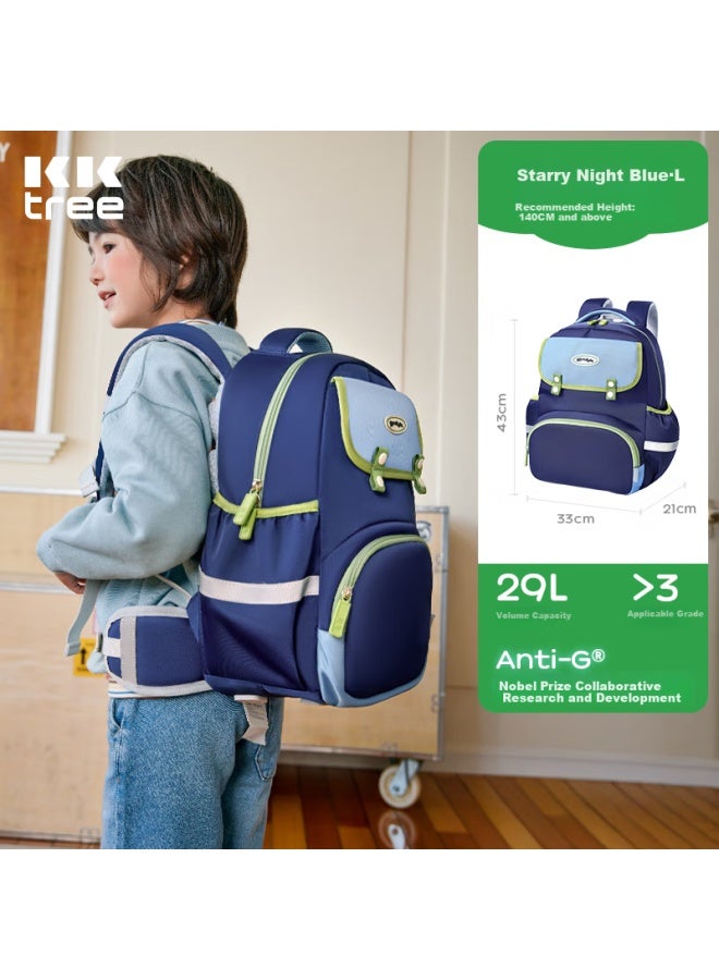 Kocotree Kk Tree Children's Backpack Ultra-lightweight Double-shoulder Bag For 3-6 Grade Boys And Girls Backpack Buckle Starry Night Blue L - Image 1