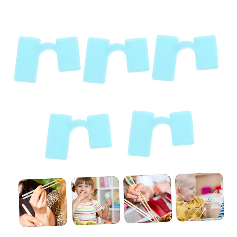 Sky Blue Reusable Chopstick Training Clips 5 Pack Dishwasher Safe Helper For Beginners - Image 5