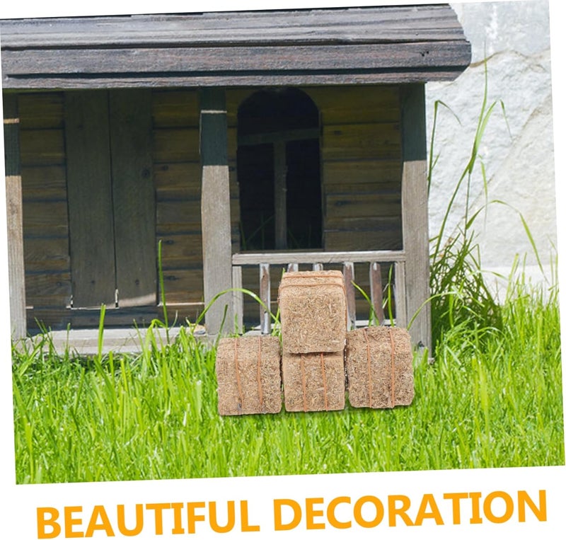 4pcs Mini Hay Bales for Dollhouse Decor Tiny Faux Straw Stacks for Farm Scene Layouts Realistic Miniature Props for Photography and Garden Decorations - Image 3