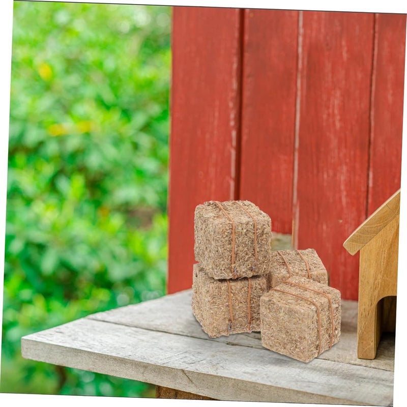 4pcs Mini Hay Bales for Dollhouse Decor Tiny Faux Straw Stacks for Farm Scene Layouts Realistic Miniature Props for Photography and Garden Decorations - Image 5