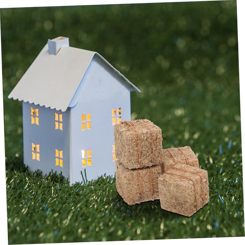 4pcs Mini Hay Bales for Dollhouse Decor Tiny Faux Straw Stacks for Farm Scene Layouts Realistic Miniature Props for Photography and Garden Decorations - Image 4