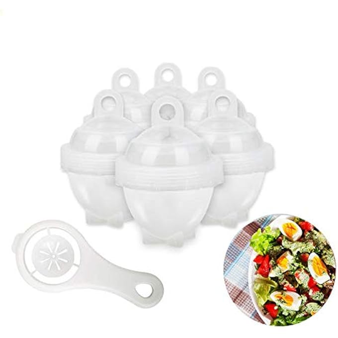 مستلزمات المطبخ 7 قطع / مجموعة طباخ البيض المغلي الثقيل 6 مغلي بيض بدون قشر مع فاصل إضافي لبياض البيض جهاز تبخير البيض أدوات طهي للمطبخ والتخزين - Image 4