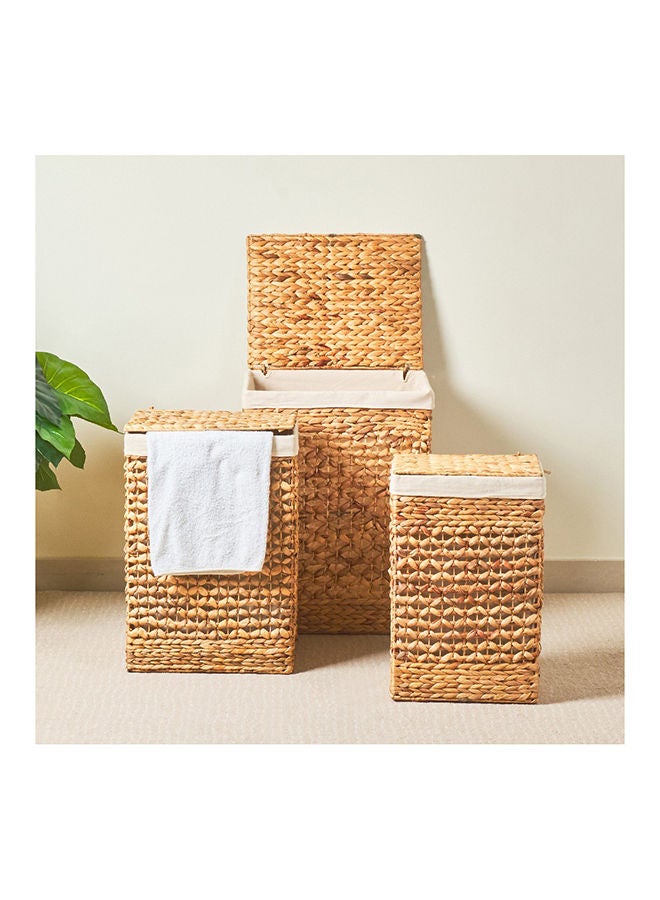 Homesmiths Homesmiths natural water hyacinth laundry hamper with liner large  - Image 5