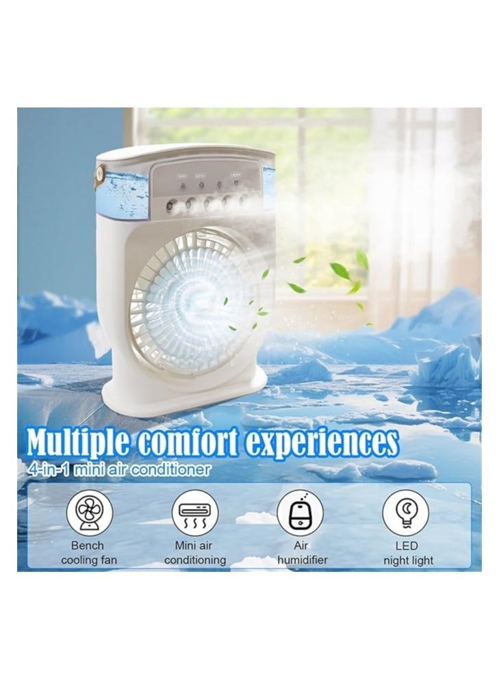 Portable Air Conditioner 4 In 1, Mini Air Conditioner Ice Water, Air Cooler with Mist, Air Conditioner Fan, Air Conditioning Fans Rechargeable Type-C 3 Speeds Cooling Fan with Timer Humidifier - Image 2