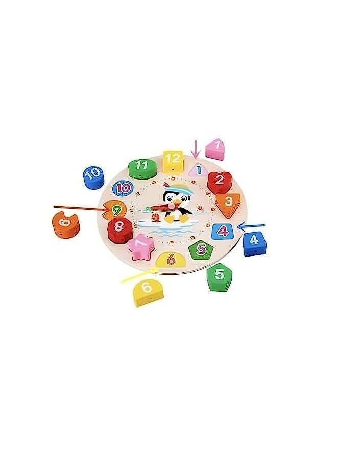 vesus - Wooden Shape Sorting Clock-Teaching UABrand Time Shape Sorting Number Blocks, Stacking Sorter Montessori Early Learning Montessori Educational Toy Gift for 1-3 Year Old Toddler Baby Kids - Image 1