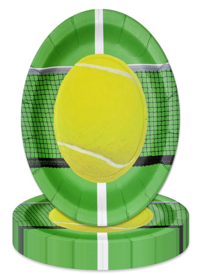 Havercamp Tennis Party Plates 24 pack! 9 in. Diameter Paper Dinner Plates - Image 1