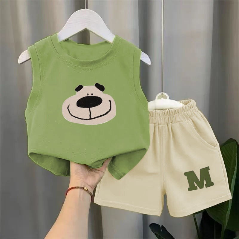 2024 Western Style New Vest Thin Two-Piece Set Boys Sleeveless Summer Mint Mambo Set Children'S Baby Summer 12 - Image 5