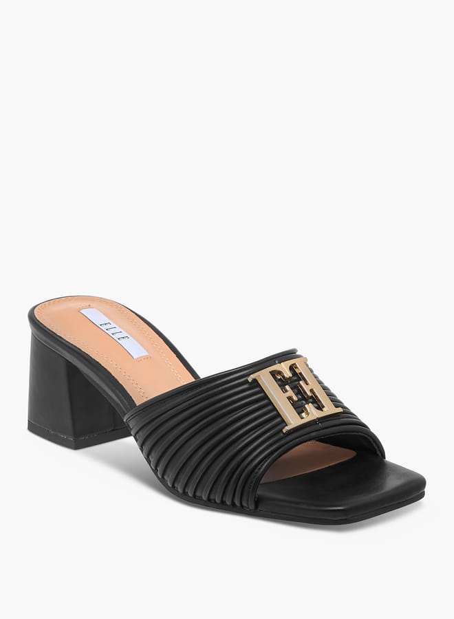 ELLE Women's Logo Accent Slip-On Sandals with Block Heels - Image 2