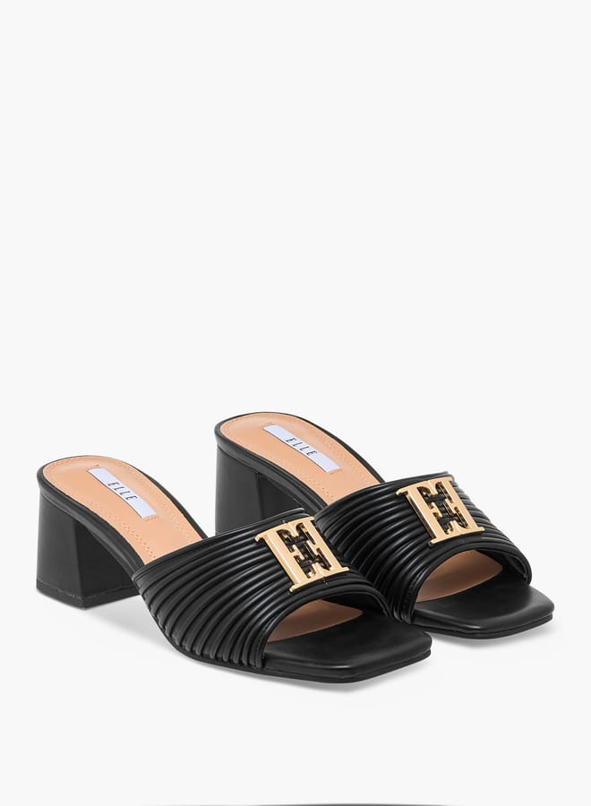 ELLE Women's Logo Accent Slip-On Sandals with Block Heels - Image 3