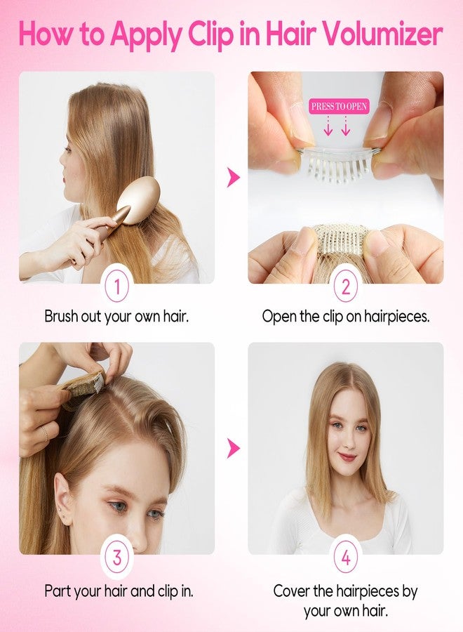 REECHO Clip in Hair Volumizer, Short Thick Clip in Hairpieces Adding Extra Hair Volume Extensions for Women with Thin Fine (Light Brown with Blonde Highlights, 8 Inch(Pack of 2)) - Image 5