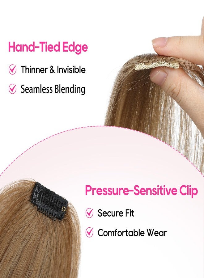 REECHO Clip in Hair Volumizer, Short Thick Clip in Hairpieces Adding Extra Hair Volume Extensions for Women with Thin Fine (Light Brown with Blonde Highlights, 8 Inch(Pack of 2)) - Image 3