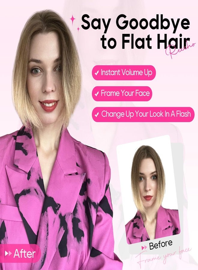 REECHO Clip in Hair Volumizer, Short Thick Clip in Hairpieces Adding Extra Hair Volume Extensions for Women with Thin Fine (Light Brown with Blonde Highlights, 8 Inch(Pack of 2)) - Image 4