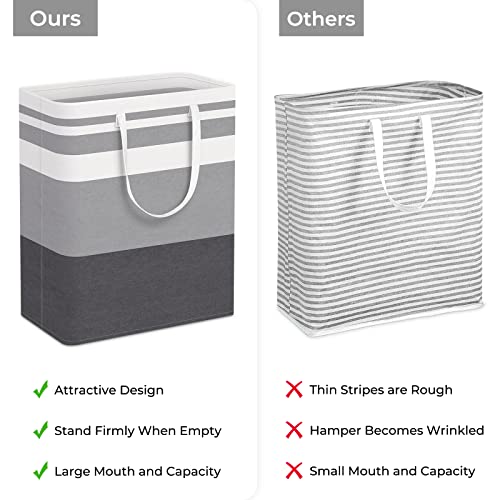 HomeHacks 2-Pack Large Laundry Basket, Waterproof, Freestanding Laundry Hamper, Collapsible Tall Clothes Hamper with Extended Handles for Clothes in The Dorm and Family Gradient Grey, 125L - Image 3