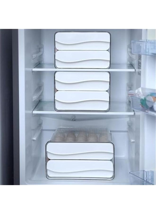 HOOKOR Egg Holder with Time Scale for Refrigerator, 40 Grid Large Capacity Clear Plastic Egg Storage Container, Two Layers Drawer Type Egg Storage Rack  - Image 5