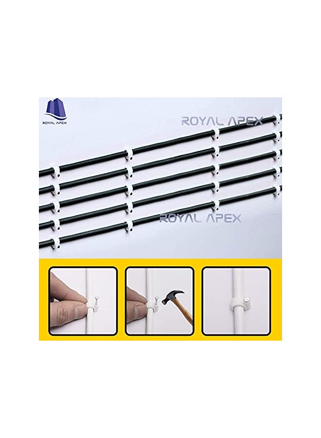 Royal Apex Apex Electrical Cable Wire Round Clips, Steel Nails Tacks Holder for Organizing Electric Wires Cables Lines - White (10mm - 100Pcs) - Image 4