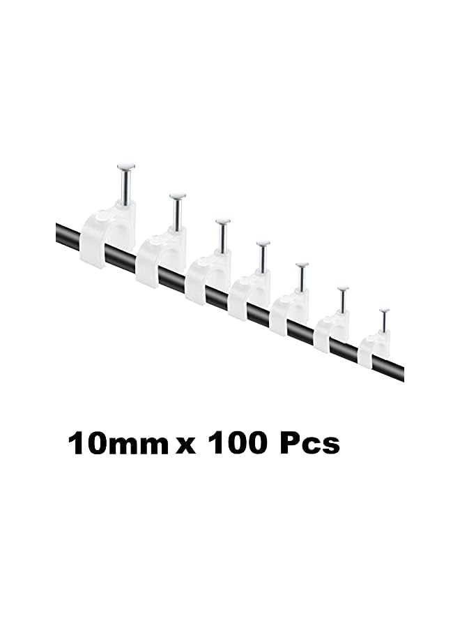 Royal Apex Apex Electrical Cable Wire Round Clips, Steel Nails Tacks Holder for Organizing Electric Wires Cables Lines - White (10mm - 100Pcs) - Image 2