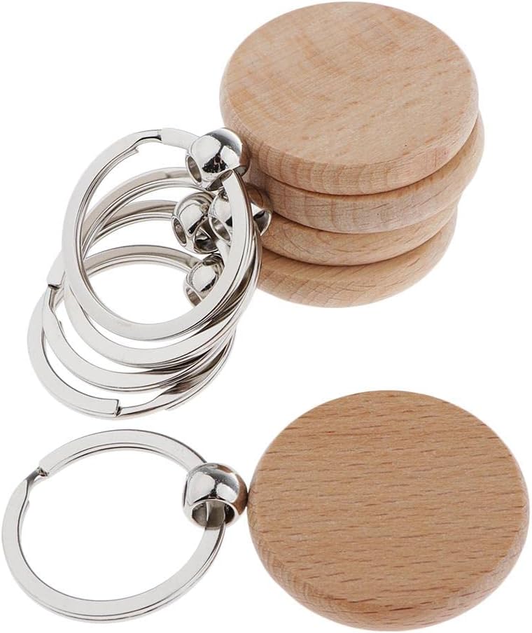 klarako 5x Wooden Blank Charms Pendants For Keychain Keyrings Phone Chain Decors Diy - Wood, round 37x37mm - Image 2