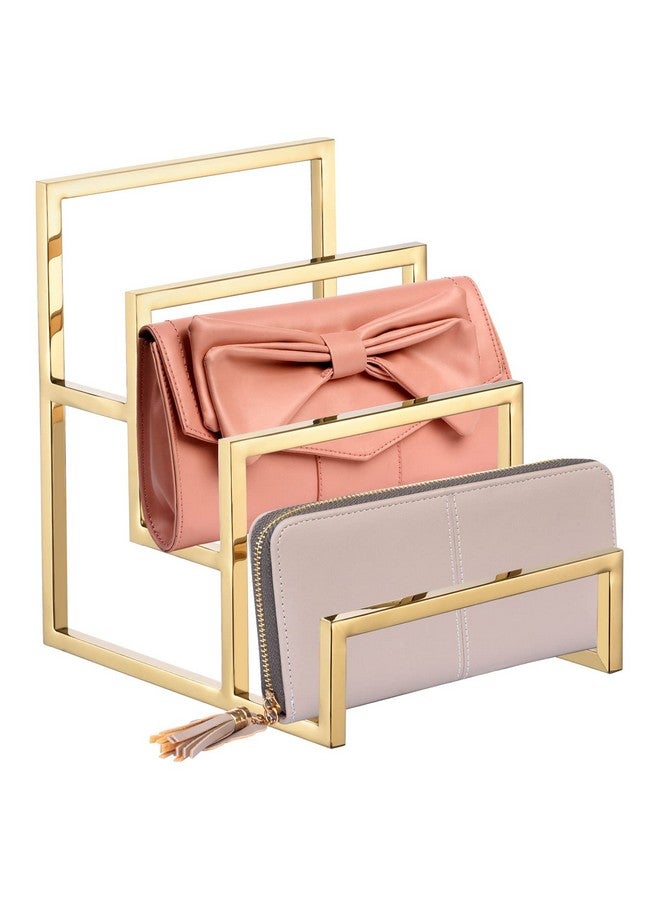 uxcell uxcell Clutch Purse Display Stand 3 Layer Wallet Display Rack Metal Clutch Holder Riser for Home Retail Store Supplies - Gold  - Image 5