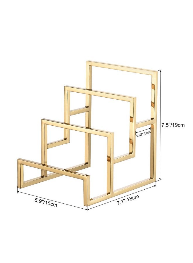 uxcell uxcell Clutch Purse Display Stand 3 Layer Wallet Display Rack Metal Clutch Holder Riser for Home Retail Store Supplies - Gold  - Image 2