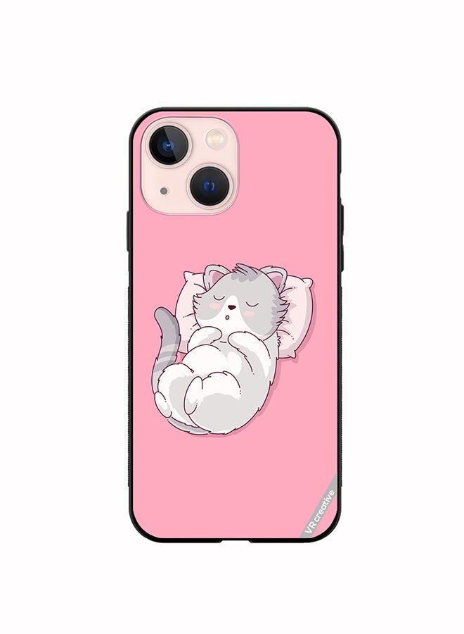 VR CREATIVE Protective Case Cover For Apple iPhone 13 Cozy Cat Design Multicolour - Image 1