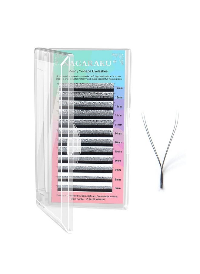 NAGARAKU Yy Eyelash Extensions Supplies Y Lash 0.07Mm D Curl 15Mm Premade Fans 4D Russian Volume Y Shape Faux Mink Matte 12 Rows Cluster Pre Fanned Wispies Crisscross Eye Lashes  - Image 1