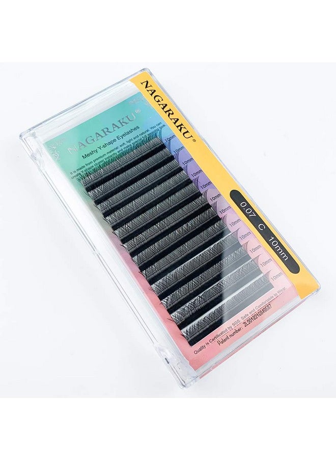 NAGARAKU - Yy Eyelash Extensions Supplies Y Lash 0.07Mm D Curl 15Mm Premade Fans 4D Russian Volume Y Shape Faux Mink Matte 12 Rows Cluster Pre Fanned Wispies Crisscross Eye Lashes - Image 1