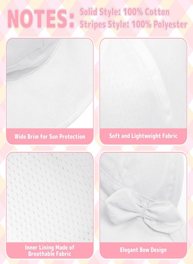 Cooraby 2 Pack Baby Girl Sun Hat with UPF 50+ Outdoor Adjustable Beach Hat with Wide Brim Bucket Hats for Toddlers White, Pink - Image 3