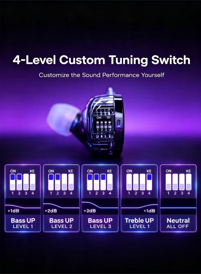 KZ ZS10 PRO 2 In Ear Monitor IEM, 1DD+4BA Hybrid Wired Earbuds, with 4-Level Tuning Switch, 3-Way Crossover Gaming Earbuds, Silver-plated IEM Cable for Musician Audiophile and Gamers(With Mic) - Image 4