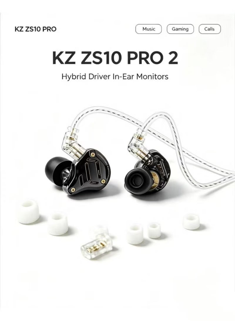 KZ ZS10 PRO 2 In Ear Monitor IEM, 1DD+4BA Hybrid Wired Earbuds, with 4-Level Tuning Switch, 3-Way Crossover Gaming Earbuds, Silver-plated IEM Cable for Musician Audiophile and Gamers(With Mic) - Image 1