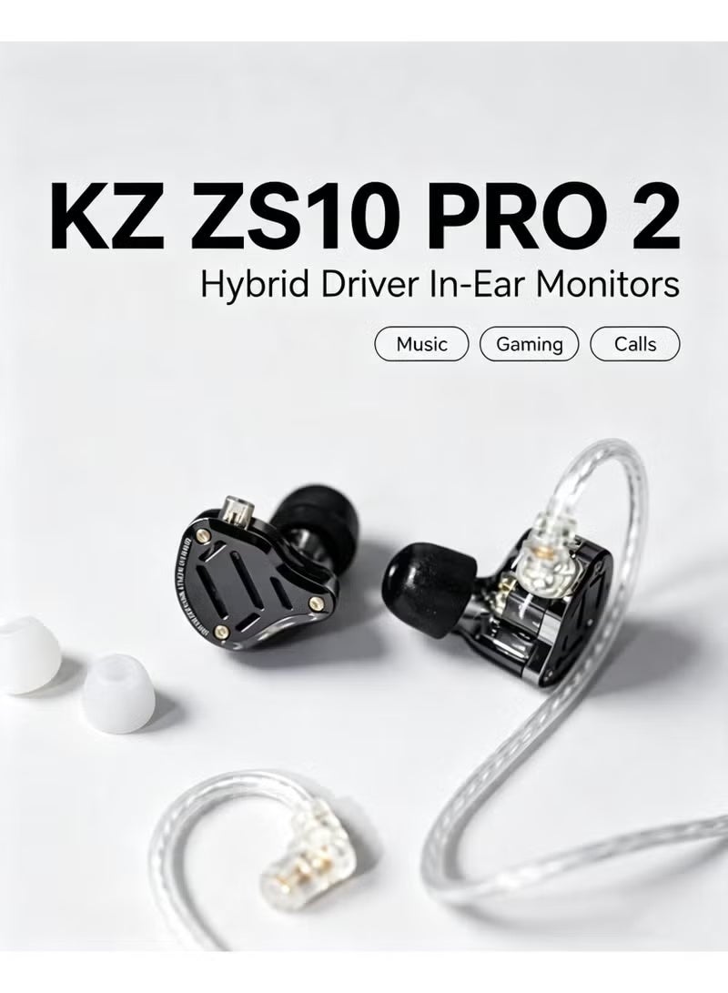 KZ ZS10 PRO 2 In Ear Monitor IEM, 1DD+4BA Hybrid Wired Earbuds, with 4-Level Tuning Switch, 3-Way Crossover Gaming Earbuds, Silver-plated IEM Cable for Musician Audiophile and Gamers(With Mic) - Image 2