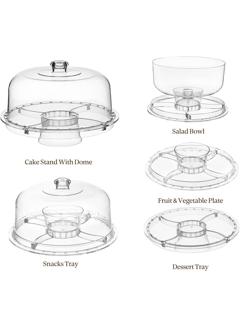 ALAMAREQ Cake Stand with Acrylic Dome Cover (12.2"), Multifunctional Serving Cookie Platter Punch Bowl and Cake Plate for Dessert Table Display for Parties (6 Uses) - Image 3