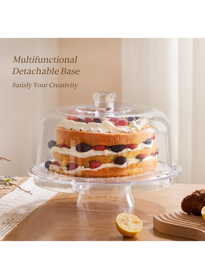ALAMAREQ Cake Stand with Acrylic Dome Cover (12.2"), Multifunctional Serving Cookie Platter Punch Bowl and Cake Plate for Dessert Table Display for Parties (6 Uses) - Image 5