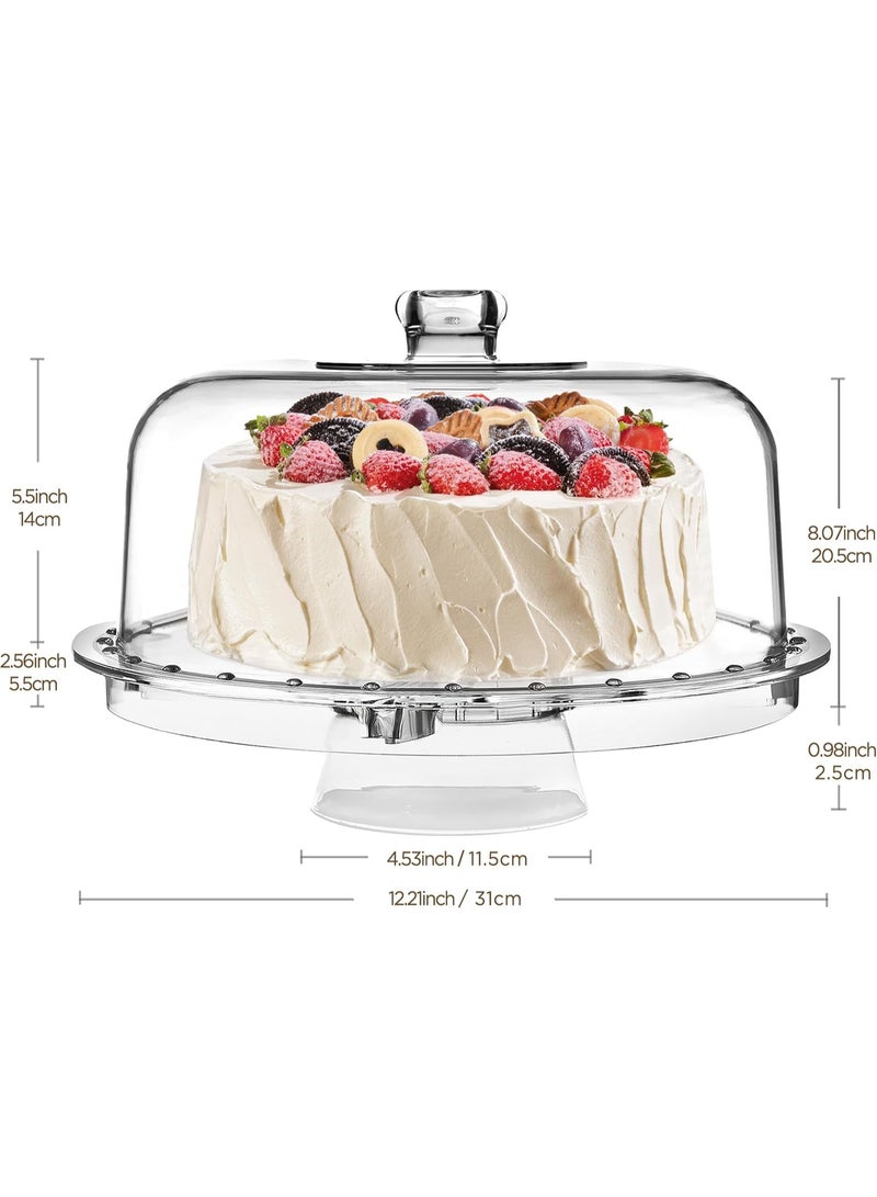 ALAMAREQ Cake Stand with Acrylic Dome Cover (12.2"), Multifunctional Serving Cookie Platter Punch Bowl and Cake Plate for Dessert Table Display for Parties (6 Uses) - Image 2
