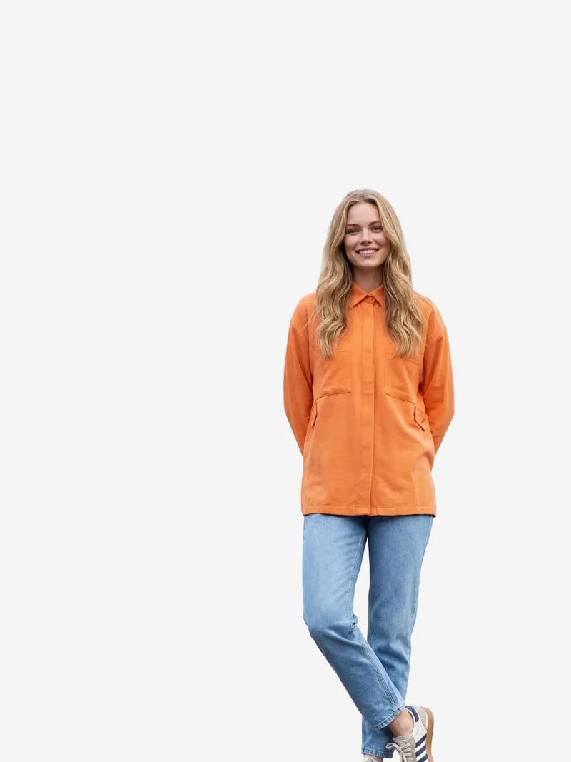 MY FASHION MY FASHION Linen Blend Casual Button-Up Shirt with Pocket