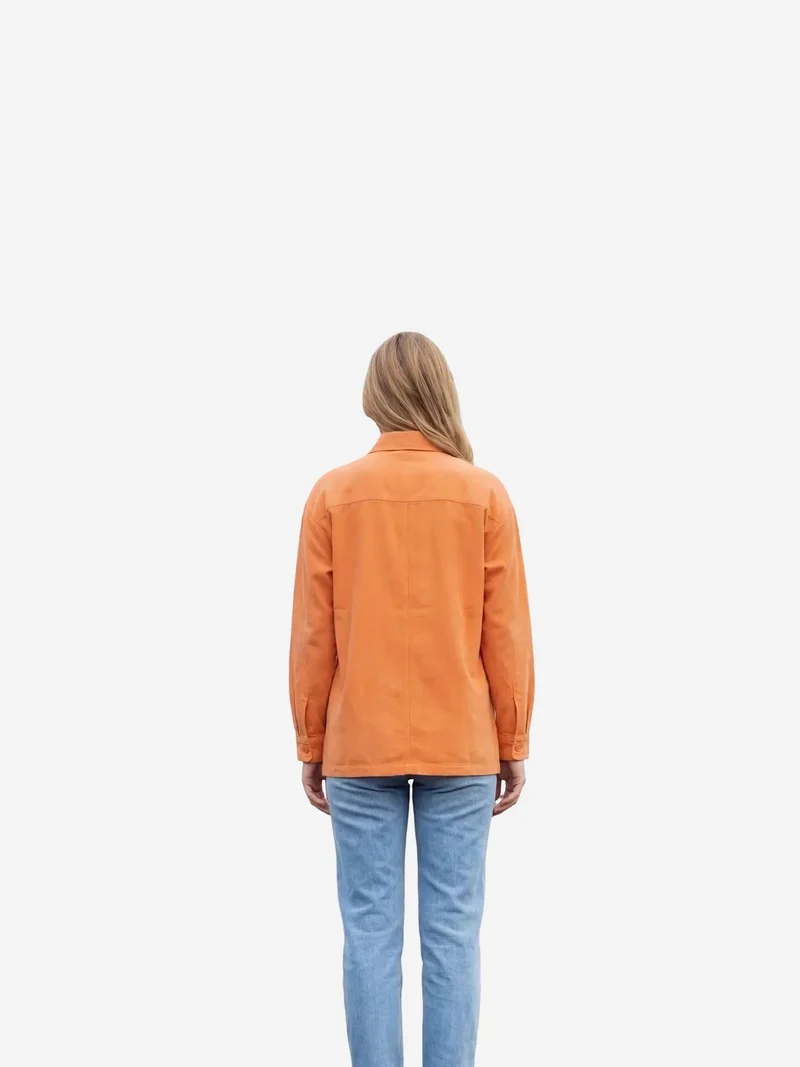 My Fashion Pumpkin Orange MY FASHION Linen Blend Casual Button-Up Shirt with Pocket for Women | Best Price UAE