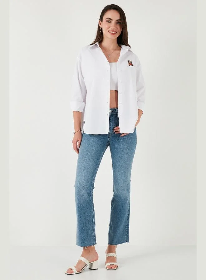 Lela Lela Cotton Blend Regular Fit Teddy Bear Embroidered Shirt Women's SHIRT 6773106