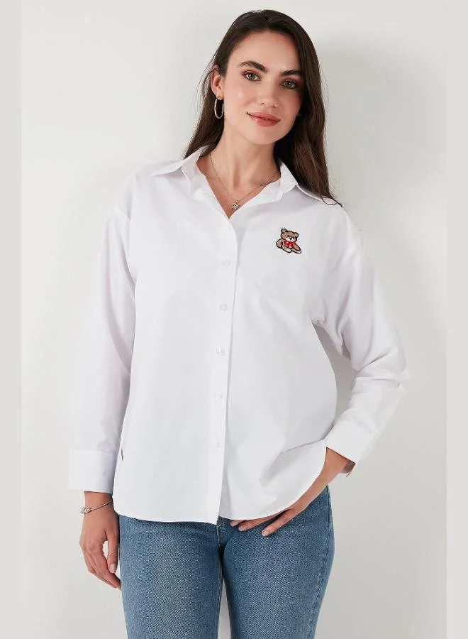 Lela Lela Cotton Blend Regular Fit Teddy Bear Embroidered Shirt Women's SHIRT 6773106