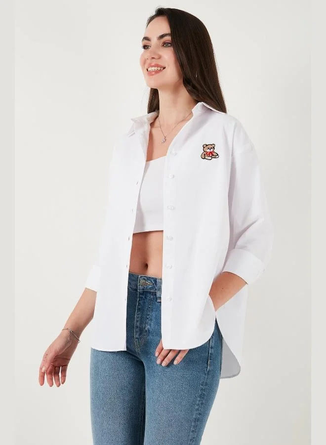 Lela Lela Cotton Blend Regular Fit Teddy Bear Embroidered Shirt Women's SHIRT 6773106