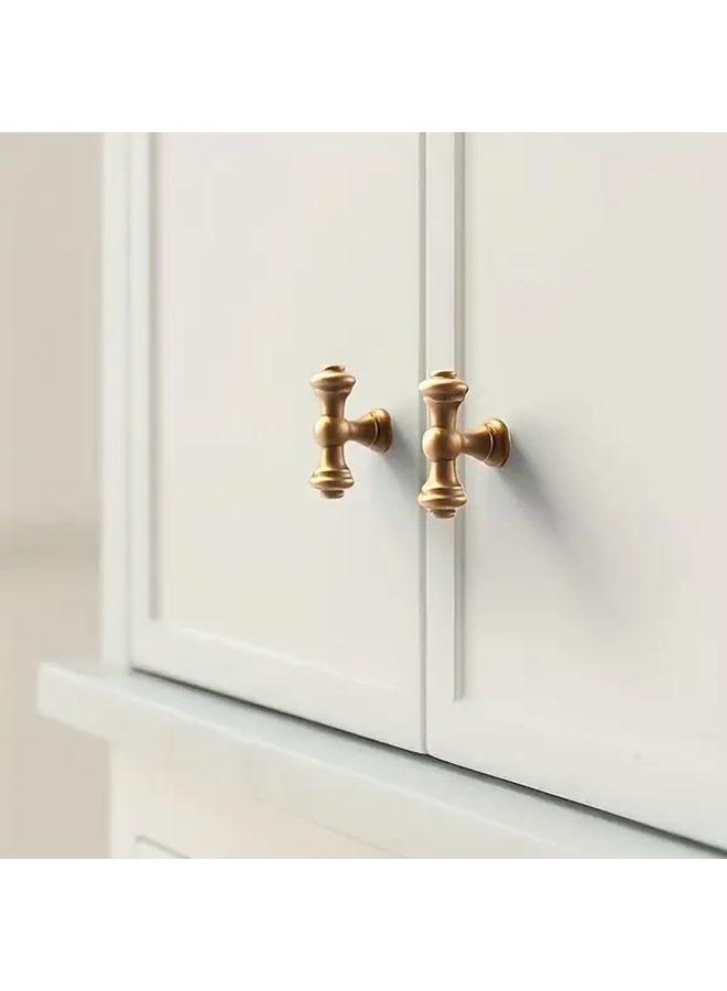 2 Pieces Vintage Copper Zinc Alloy Cabinet Knobs Elegant Golden Tone Hardware Single Hole Spacing - Image 3