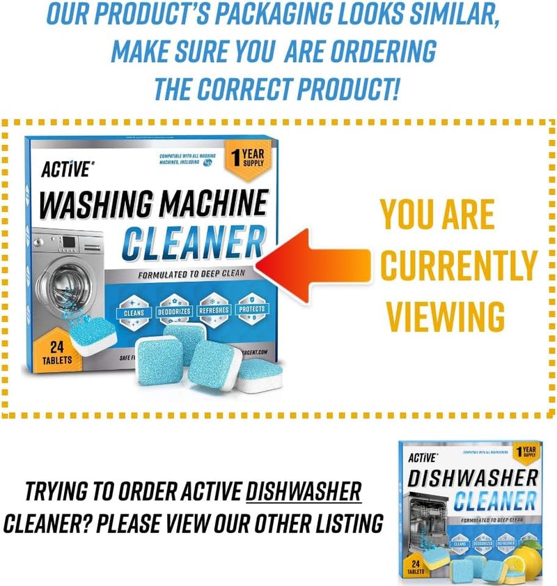 Active Washing Machine Cleaner Descaler 24 Pack - Deep Cleaning Tablets For HE Front Loader & Top Load Washer, Septic Safe Eco-Friendly Deodorizer, Clean Inside Drum and Laundry Tub Seal - 12 Month Supply - Image 5