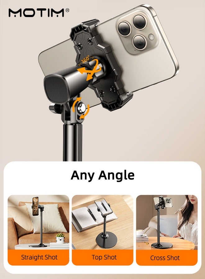 Motim Height Adjustable Mobile Phone Stand Chat Stand for Desk, 21-35 cm, 360 Degree Adjustable Viewing Angle, Mobile Phone Holder Stand for Office, Desk Phone Stand for Recording Desk Accessories  - Image 3