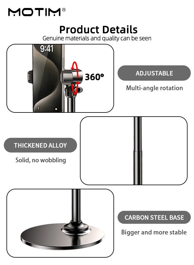 Motim Height Adjustable Mobile Phone Stand Chat Stand for Desk, 21-35 cm, 360 Degree Adjustable Viewing Angle, Mobile Phone Holder Stand for Office, Desk Phone Stand for Recording Desk Accessories  - Image 4