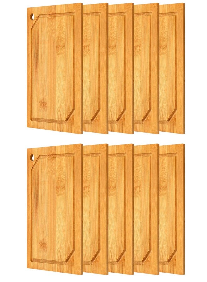 Yinkin 10 Pcs Mini Wedding Charcuterie Boards Bulk Cutting Engraving Halloween Appetizer Trays Bamboo Christmas Thanksgiving Gift Small Kitchen Bar Chopping Wooden Serving for Paint with Juice Groove - Image 1