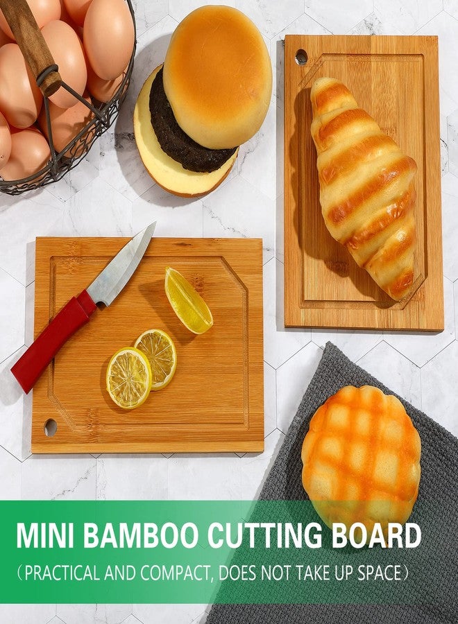 Yinkin 10 Pcs Mini Wedding Charcuterie Boards Bulk Cutting Engraving Halloween Appetizer Trays Bamboo Christmas Thanksgiving Gift Small Kitchen Bar Chopping Wooden Serving for Paint with Juice Groove - Image 3